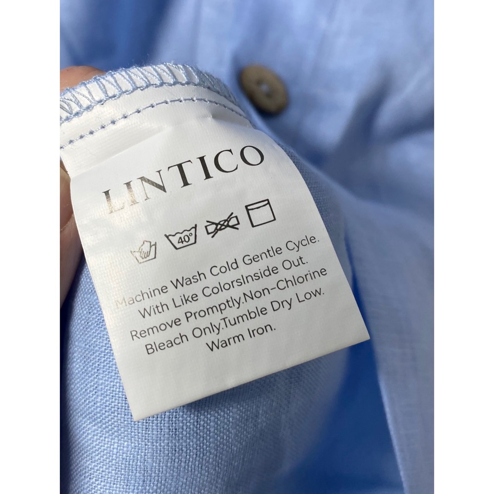 Lintico Linen Round Neck Asymmetrical Button Front Midi Dress JELENA Women LARGE - Picture 10 of 10